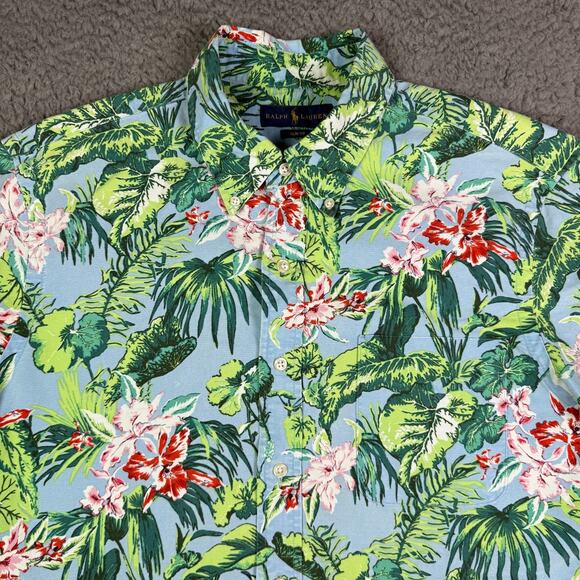 Polo by Ralph Lauren Other - Ralph Lauren Shirt Mens L Floral Hawaiian Aloha Beach Slim Oxford Button OCBD